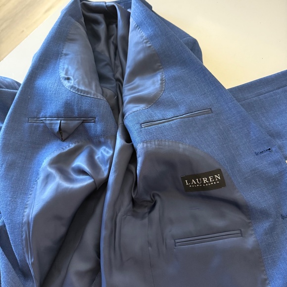 Lauren Ralph Lauren Black Label Linen Blend Cobalt Blazer Suit Jacket Mens 42R - Picture 10 of 12